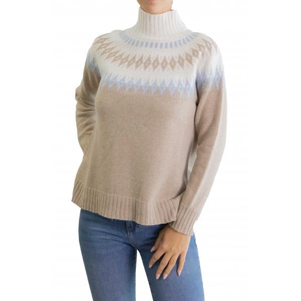 Maglione collo alto fantasia 